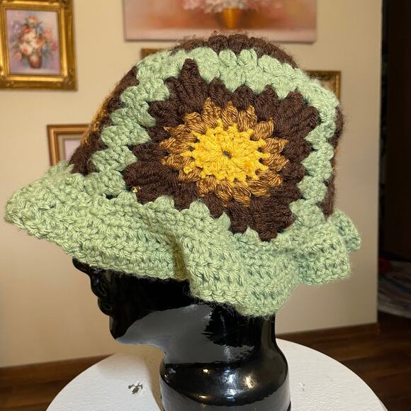 Granny Square Sun Hat handmade Boho - Picture 4 of 16